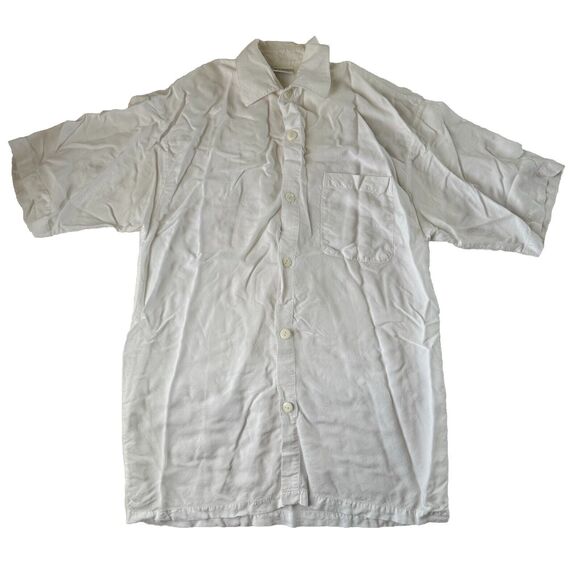 Dharma Trading Co. Short Sleeve Collared Button Up White Pocket Shirt Size Med - Picture 1 of 10